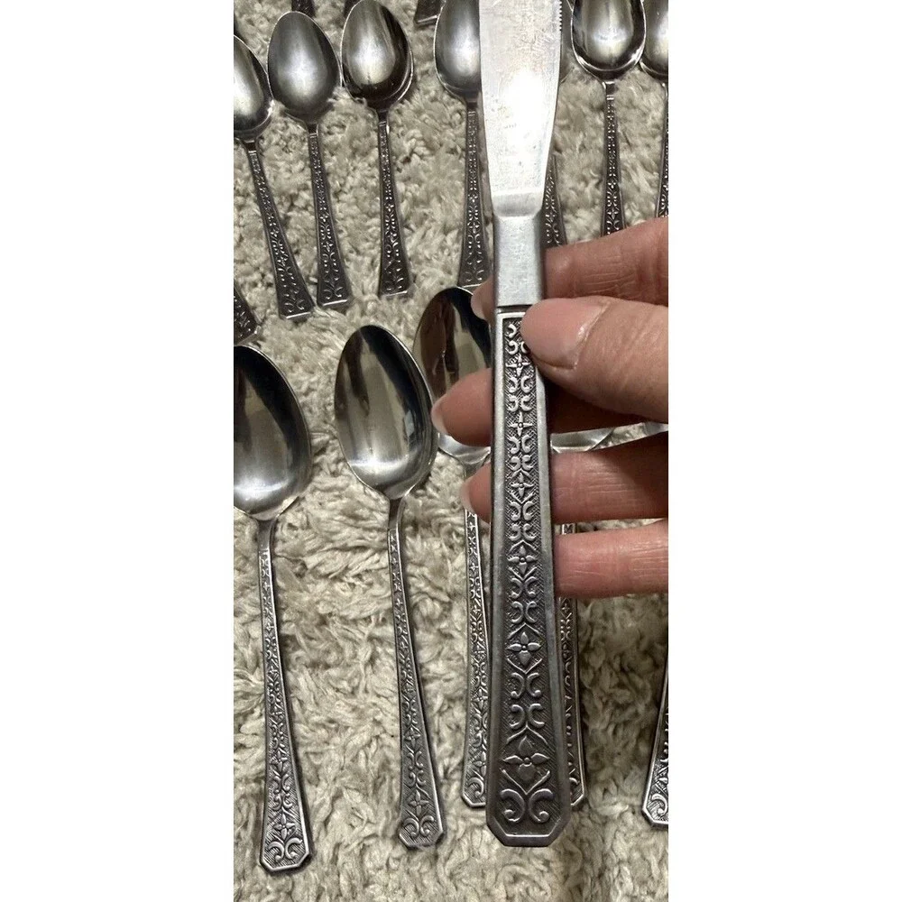Interpur FLORENZ Stainless Steel Flatware Set 38 Piece Japan Settings MCM